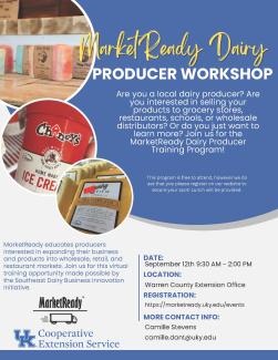 Flyer for MarketReady Dairy Producer Training 09/12/2024