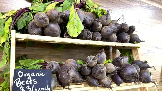 Organic beets on display